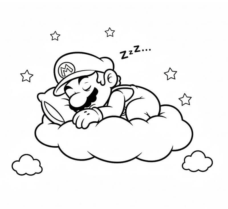 Mario che Dorme da colorare