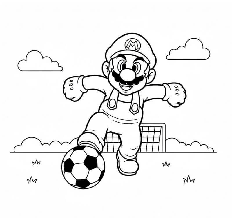 Mario che Gioca a Calcio da colorare