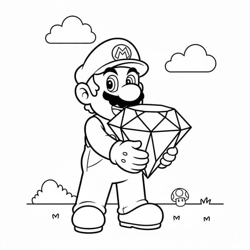 Mario con Diamante da colorare