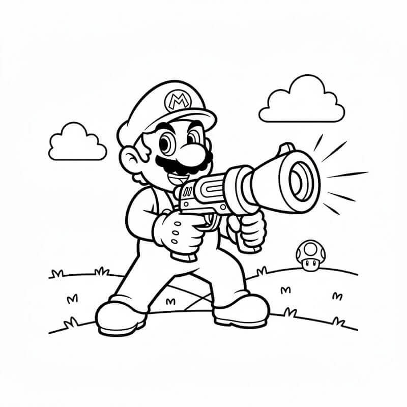 Mario con Pistola da colorare