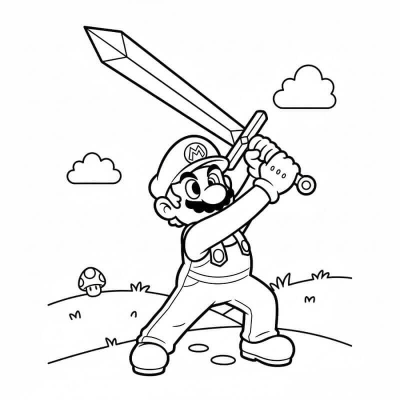 Mario con Spada da colorare