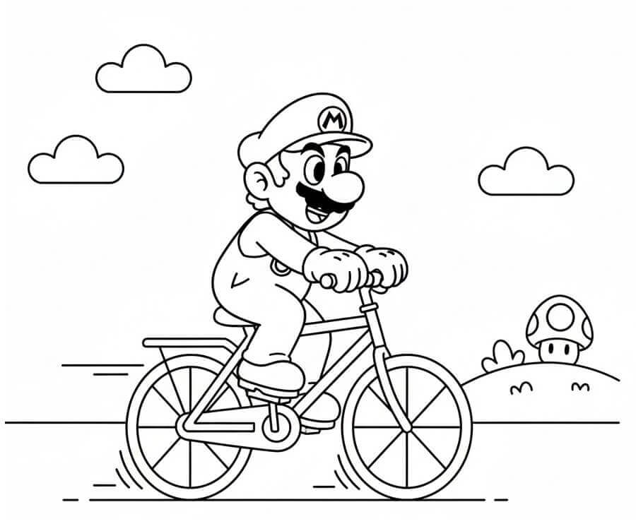 Mario in Bicicletta da colorare