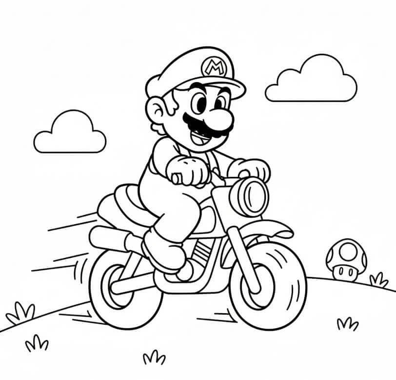 Mario in Moto da colorare