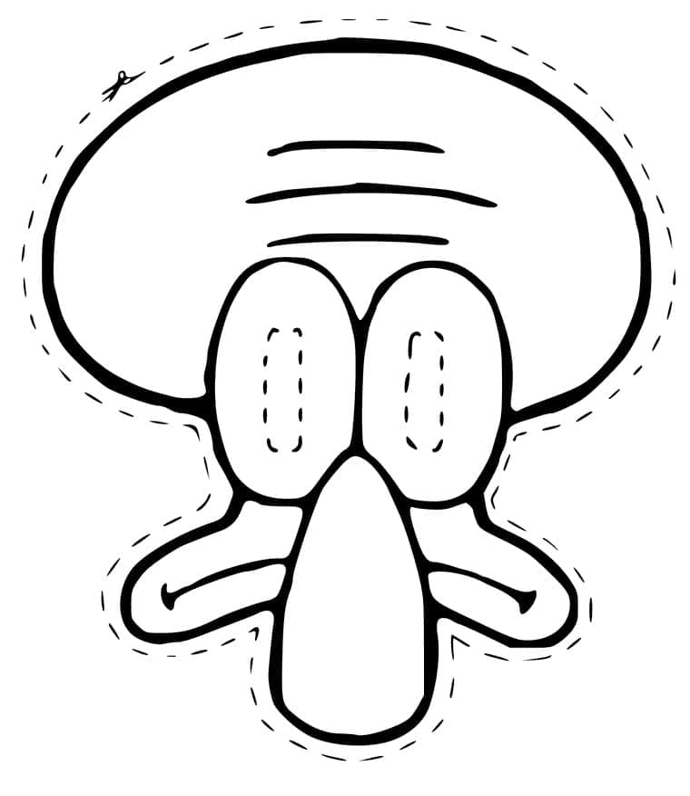 Maschera di Squidward da colorare
