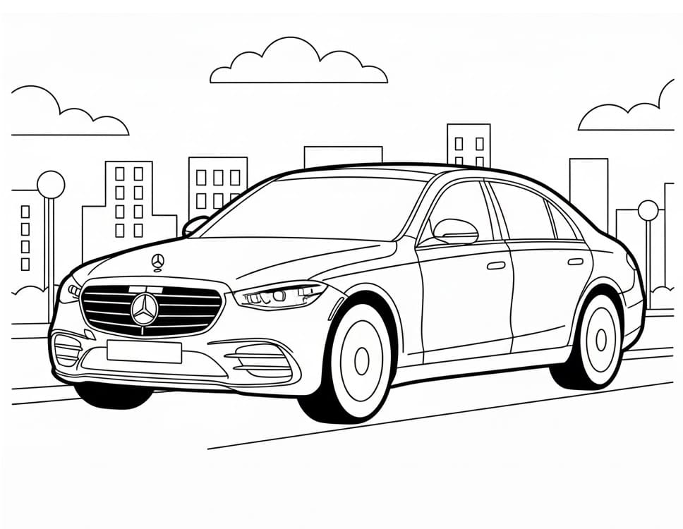 Mercedes in città da colorare