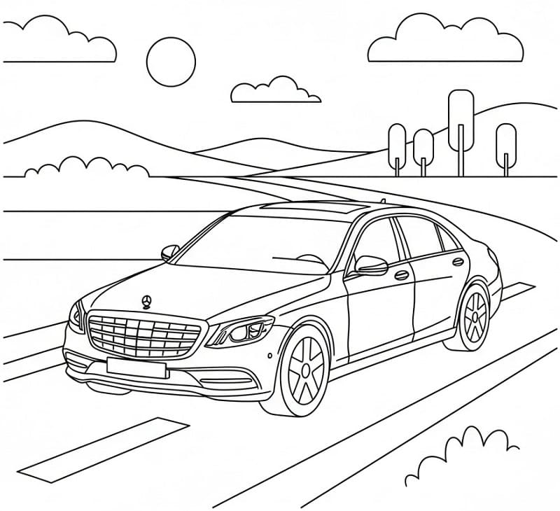 Mercedes sulla strada da colorare