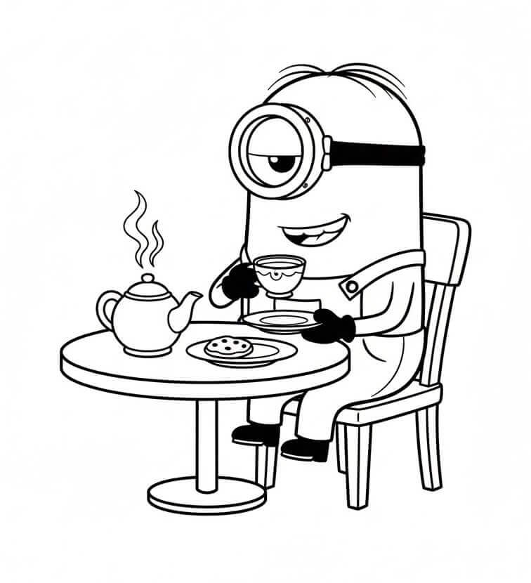 Minion Beve Tè da colorare