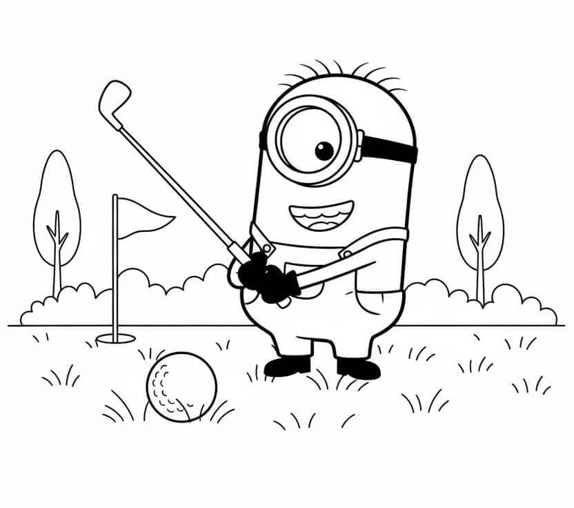 Minion Gioca a Golf da colorare