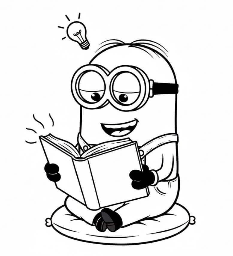 Minion Legge un Libro da colorare