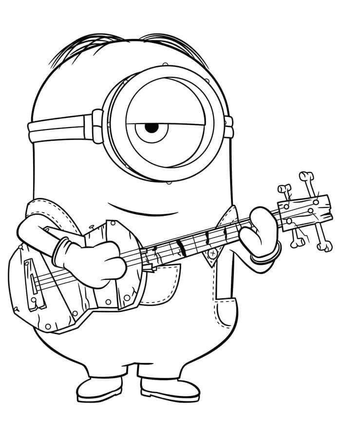 Minion Stuart Suona la Chitarra da colorare