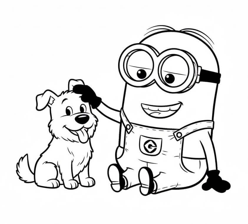 Minion con Cucciolo da colorare