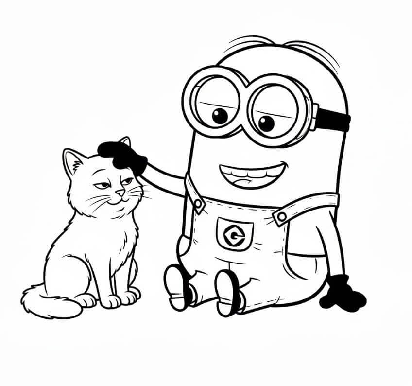 Minion e Gatto da colorare