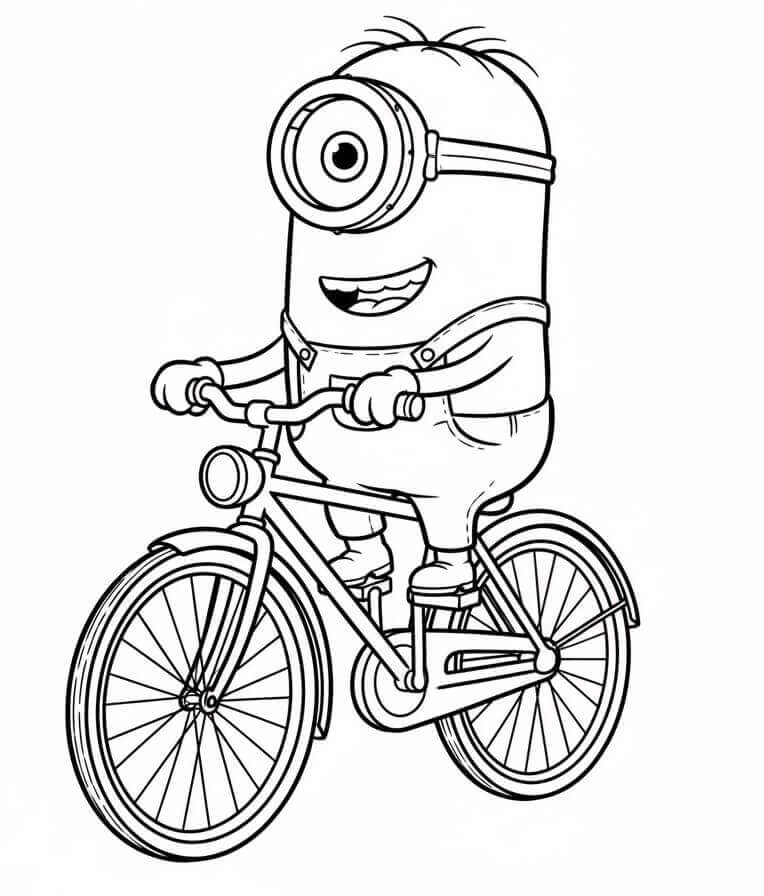 Minion in Bicicletta da colorare