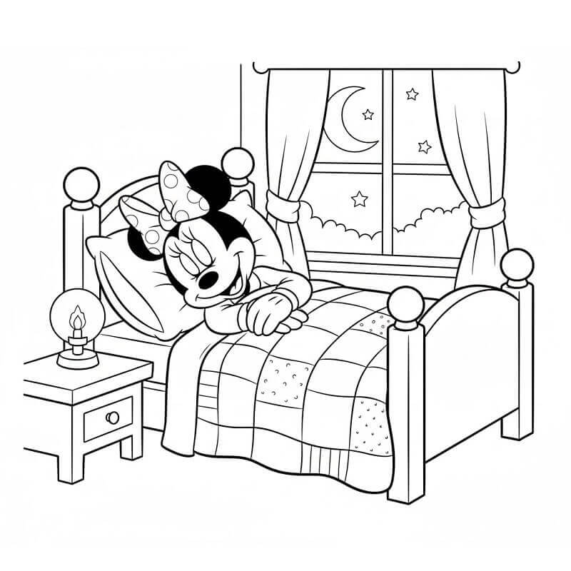 Minnie che Dorme da colorare