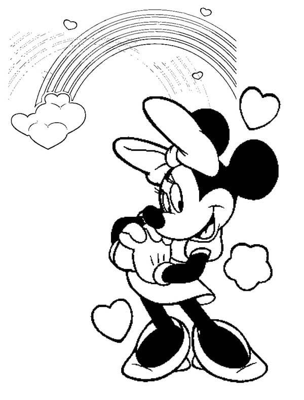 Minnie con Arcobaleno da colorare