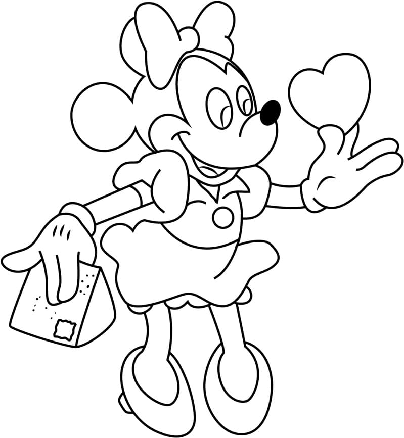 Minnie con Cuoricino da colorare