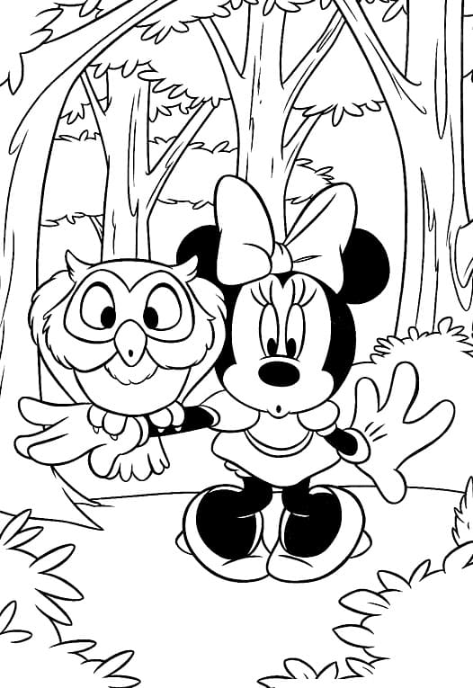 Minnie e Gufo da colorare