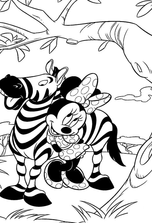 Minnie e Zebra da colorare