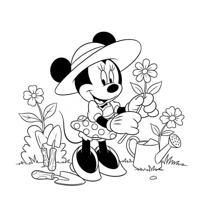 Minnie in Giardino da colorare