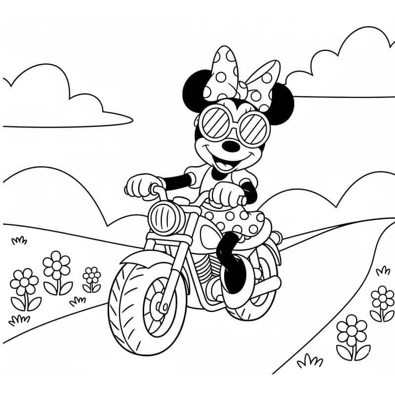 Minnie in Moto da colorare
