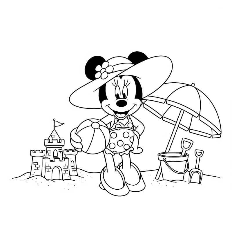Minnie in Spiaggia da colorare
