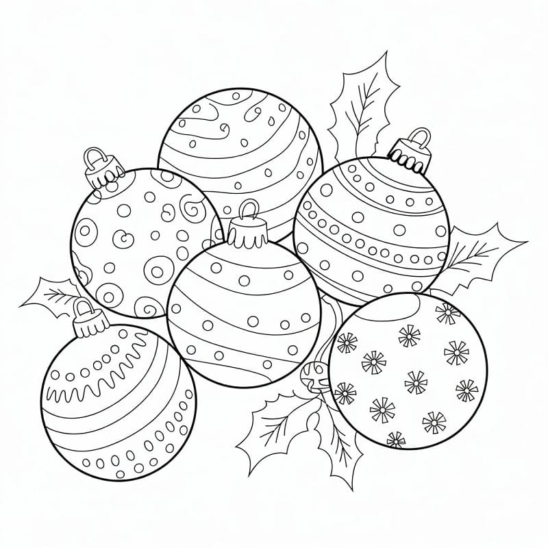 Molte Palline di Natale da colorare