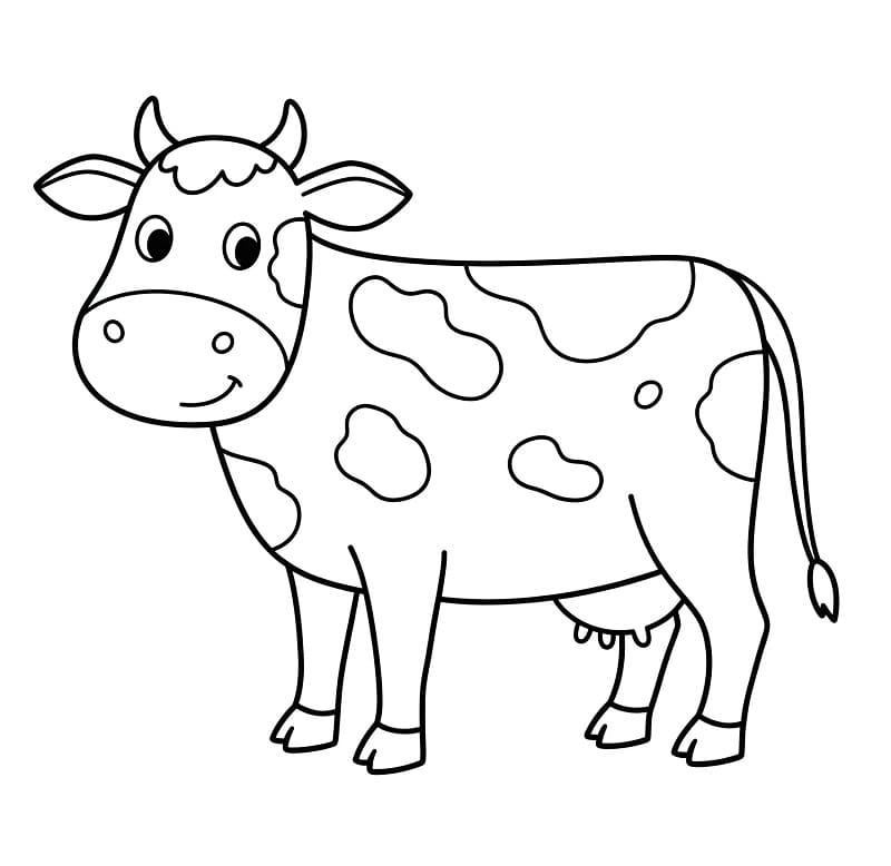 Mucca amichevole da colorare