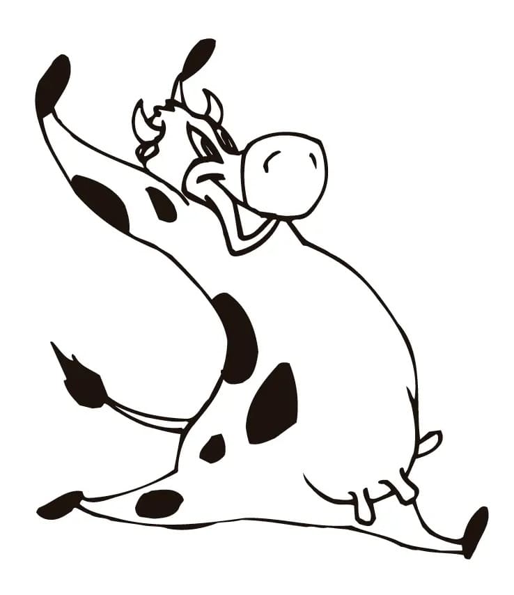 Mucca buffa che corre da colorare