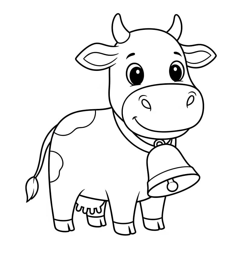 Mucca con campanaccio da colorare