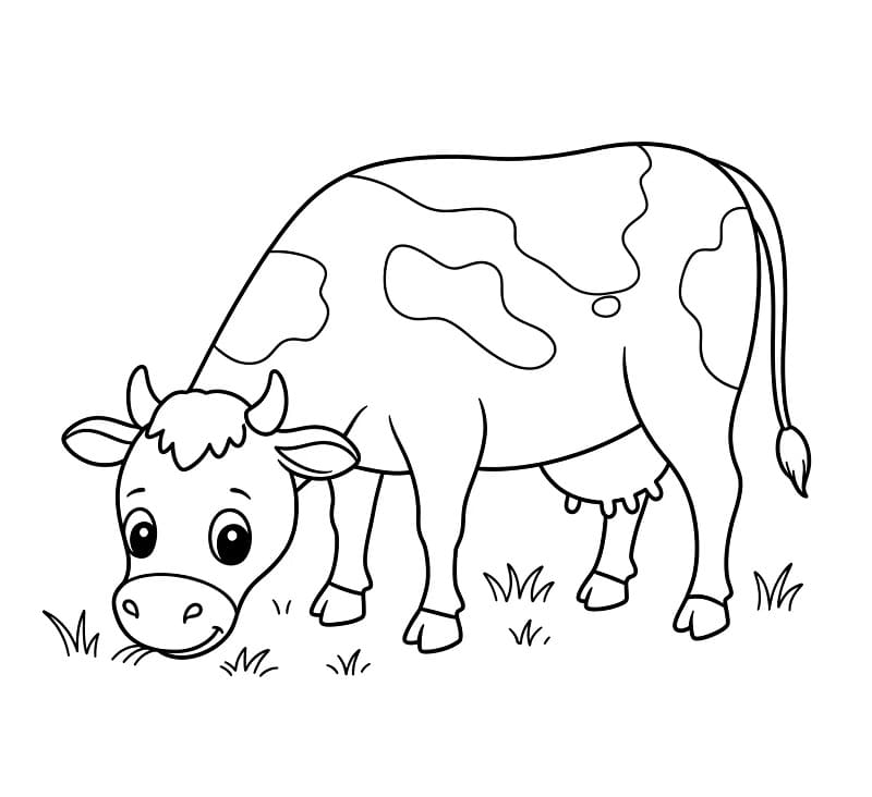 Mucca da fattoria da colorare