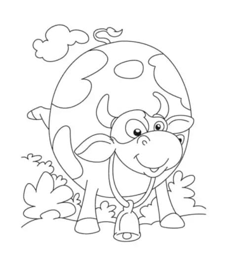 Mucca divertente da colorare