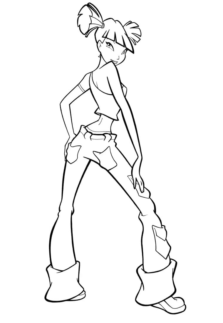 Musa del Winx Club alla moda da colorare