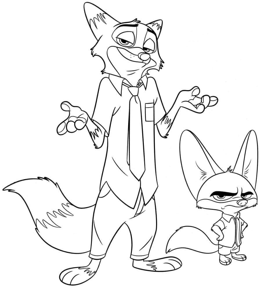 Nick Wilde e Finnick da colorare