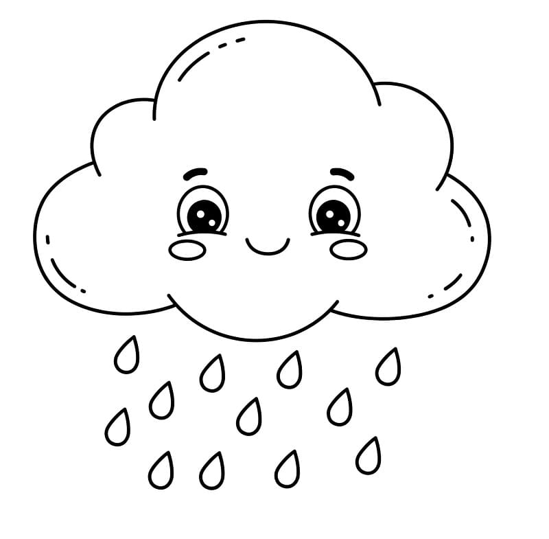 Nuvola carina con la pioggia da colorare