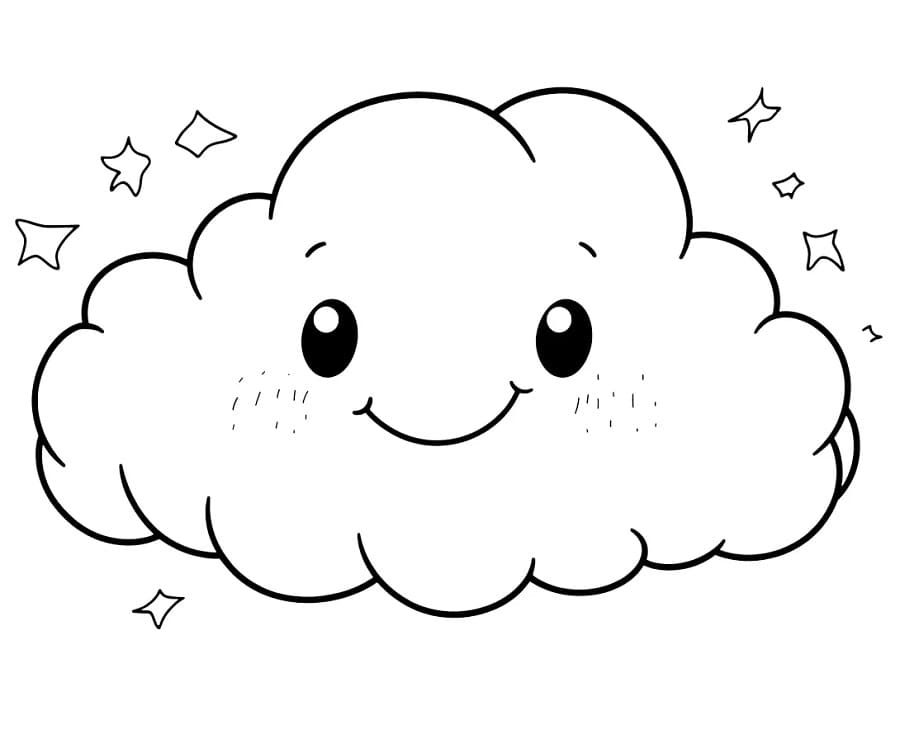 Nuvola in stile cartone animato da colorare