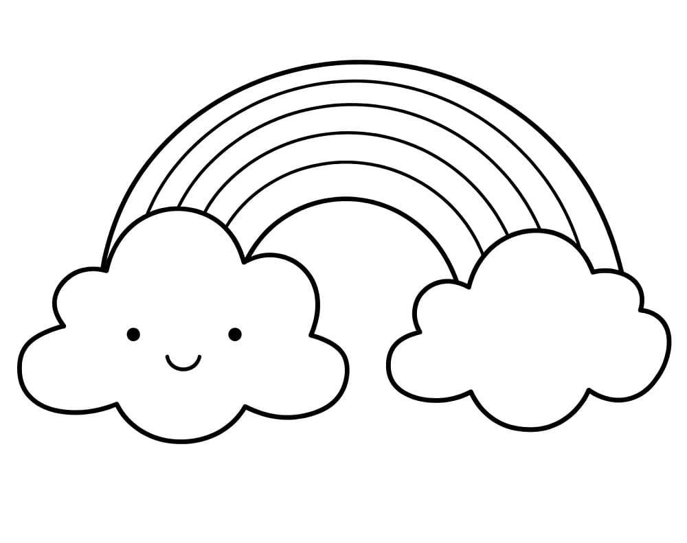 Nuvole carine con arcobaleno da colorare