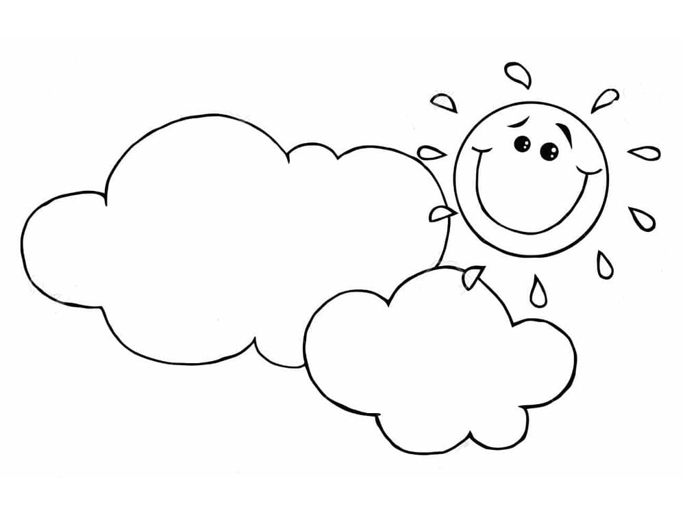 Nuvole e sole carino da colorare