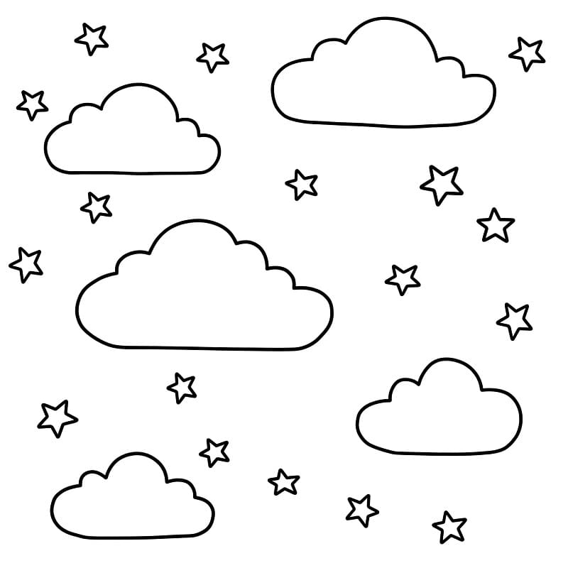 Nuvole e stelle da colorare