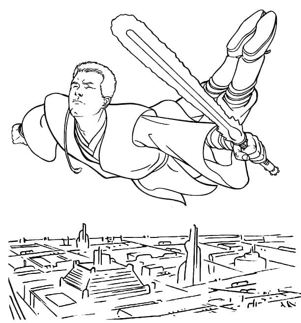 Obi-Wan Kenobi che cade da colorare