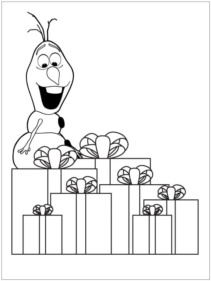 Olaf con Regali da colorare