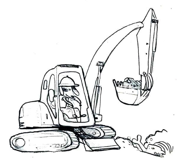 Operatore sull’Escavatore da colorare