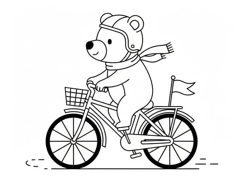 Orso Carino in Bicicletta da colorare
