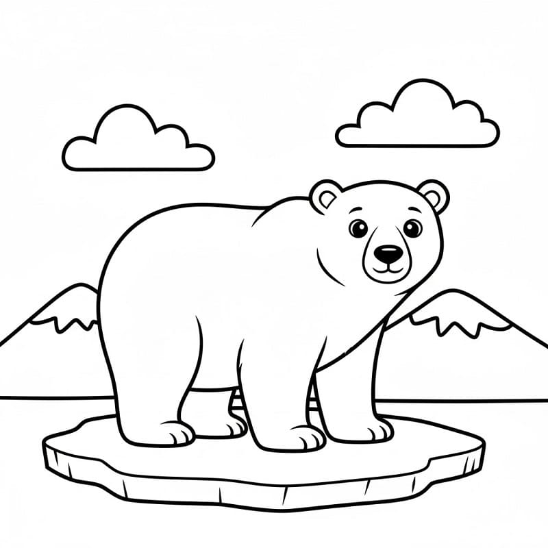 Orso Polare Amichevole da colorare