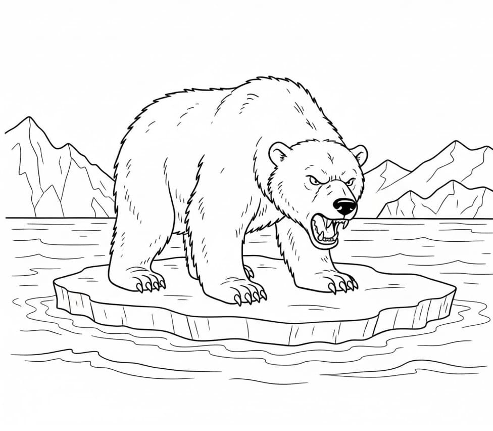 Orso Polare Arrabbiato da colorare
