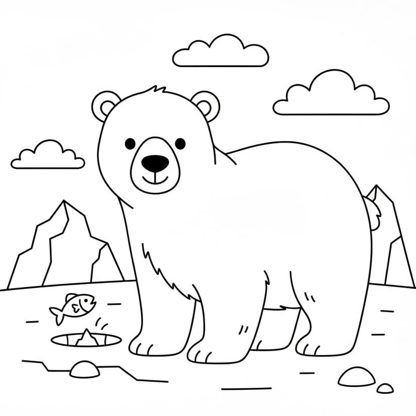 Orso Polare Facile da colorare