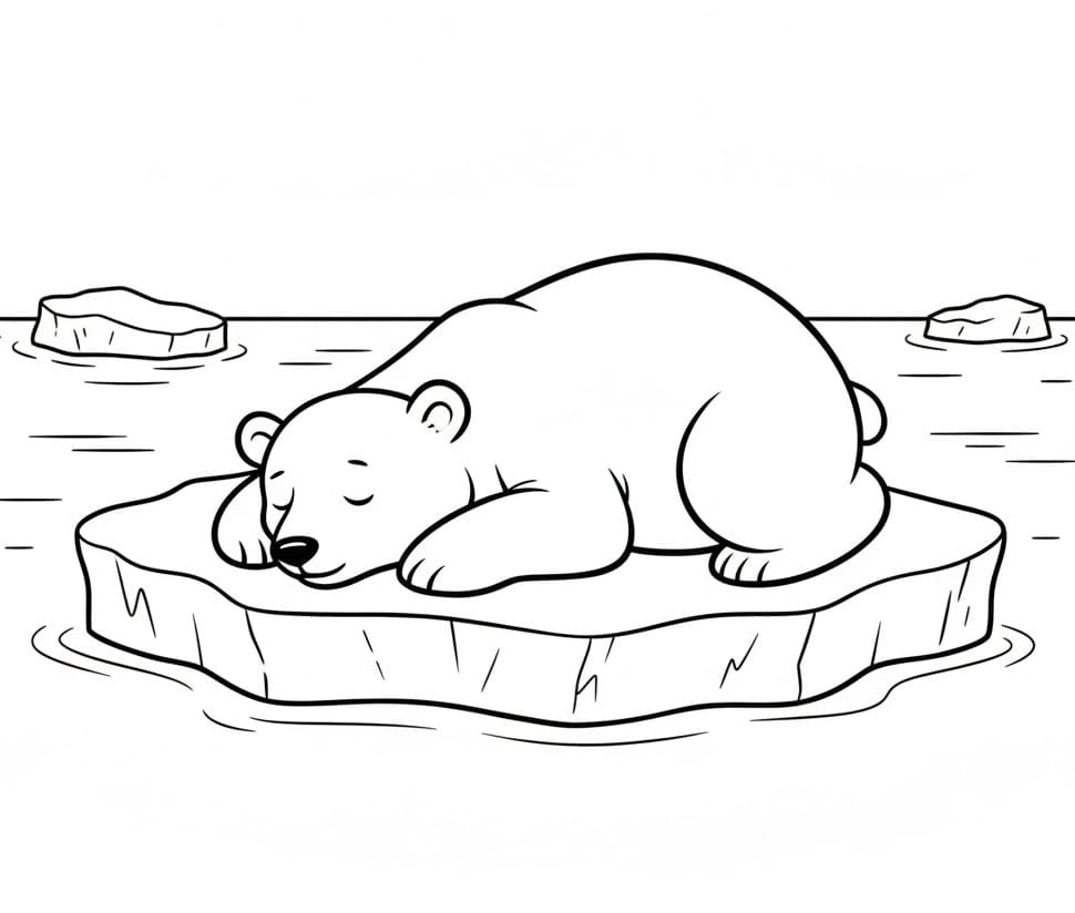 Orso Polare che Dorme da colorare