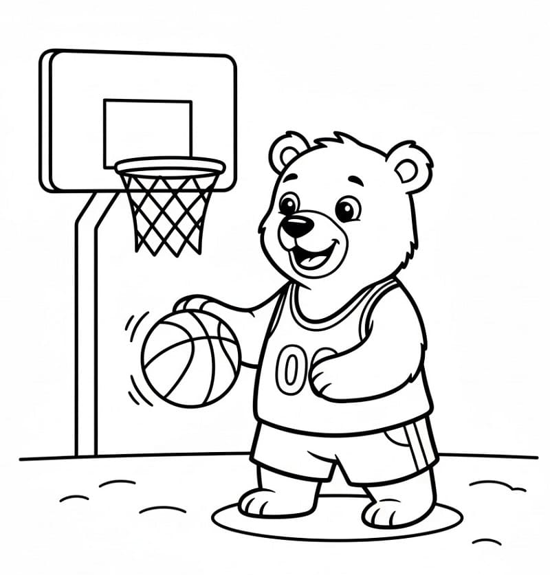 Orso Polare che Gioca a Basket da colorare