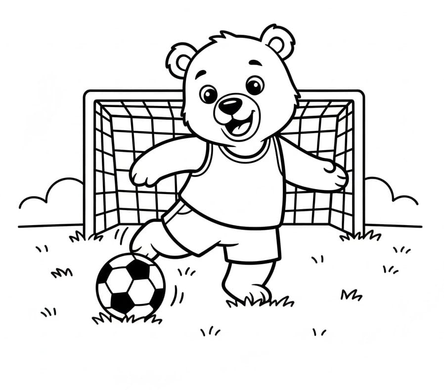 Orso Polare che Gioca a Calcio da colorare