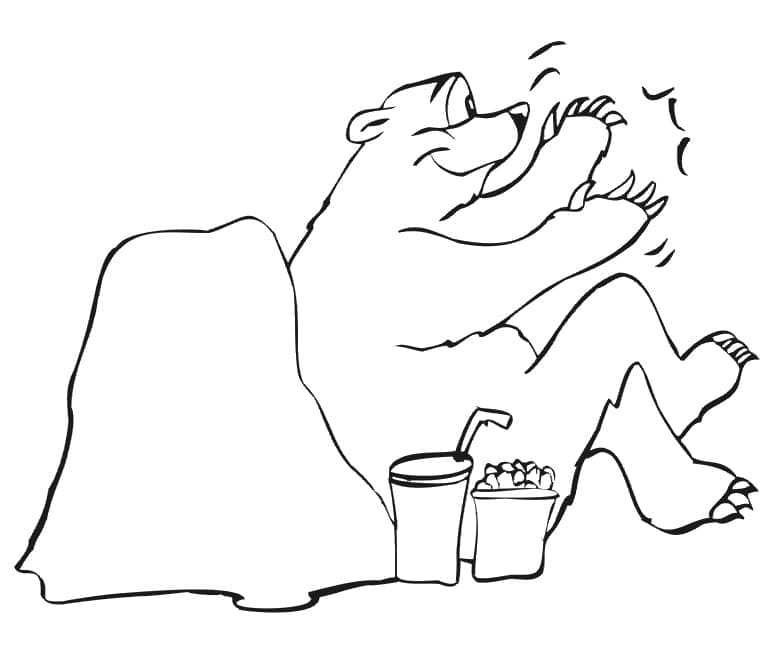 Orso Polare che Guarda la TV da colorare