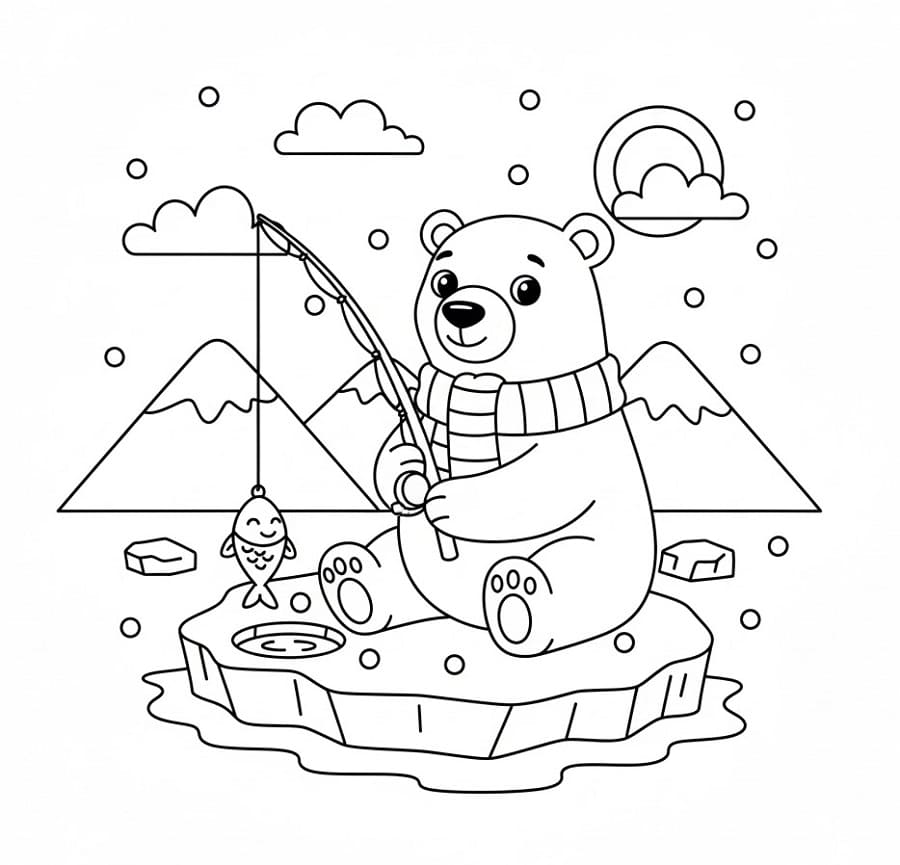 Orso Polare che Pesca da colorare